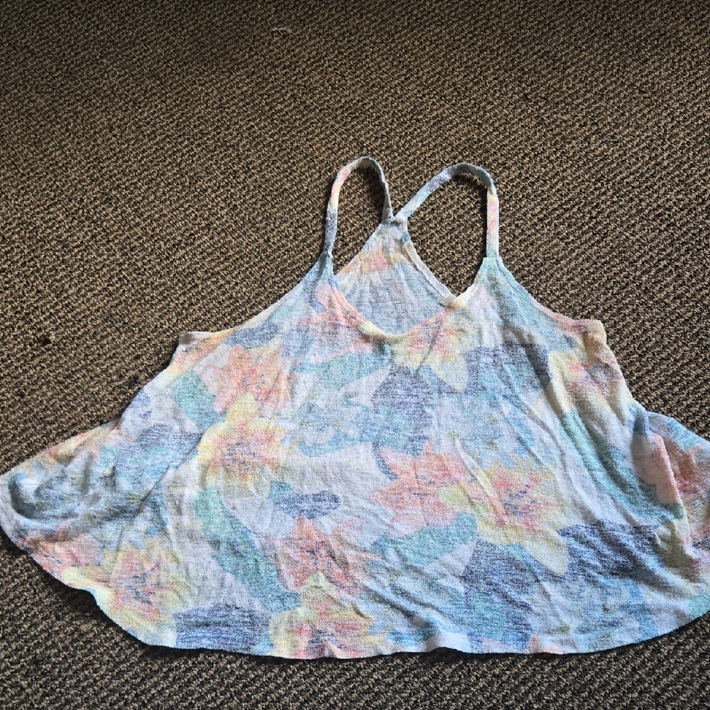 Gaze USA Floral Pastel  Terry Cloth Tank Top Crop Top